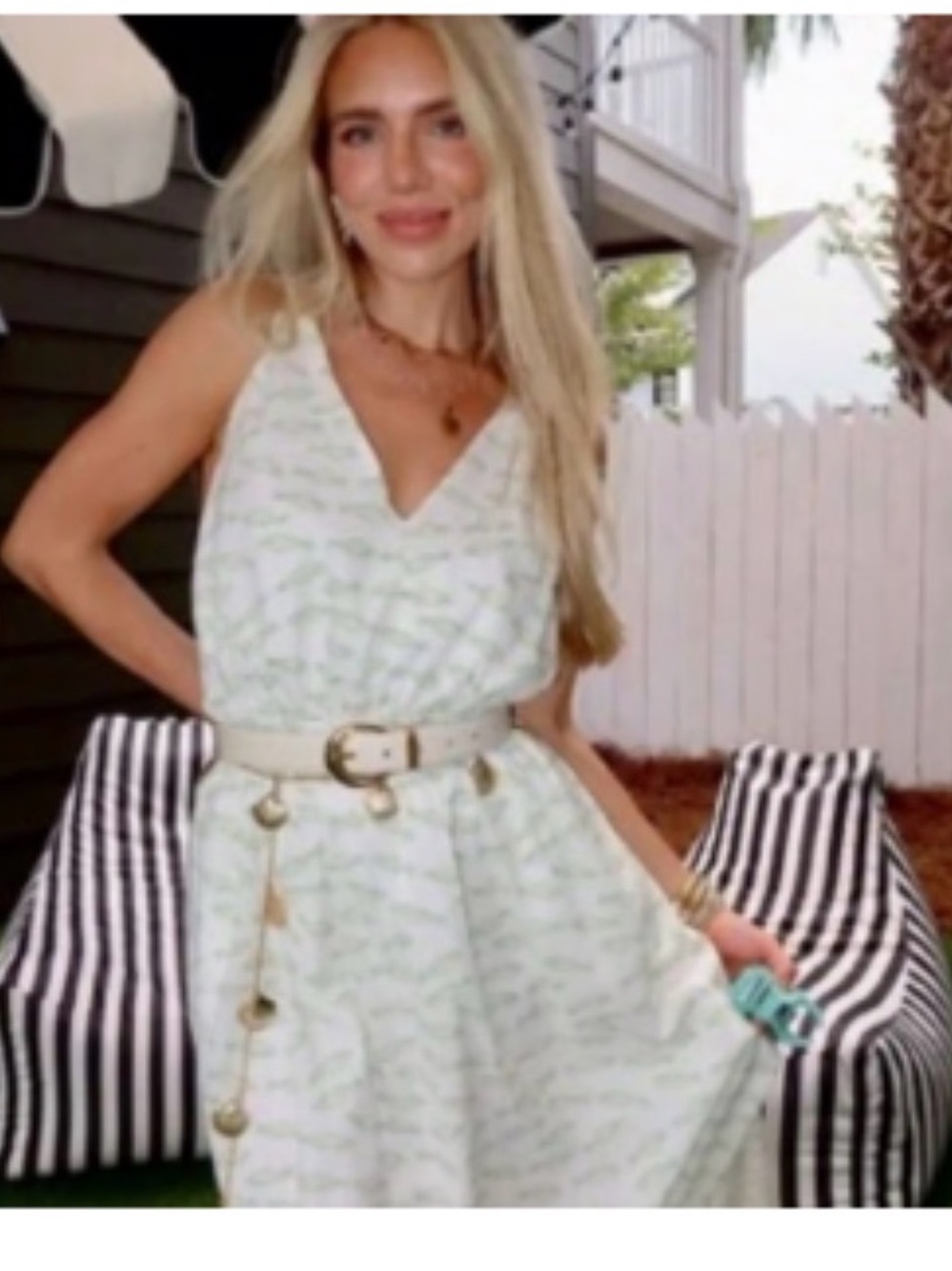 Light Cream Halter Maxi Dress with Green Fish Print